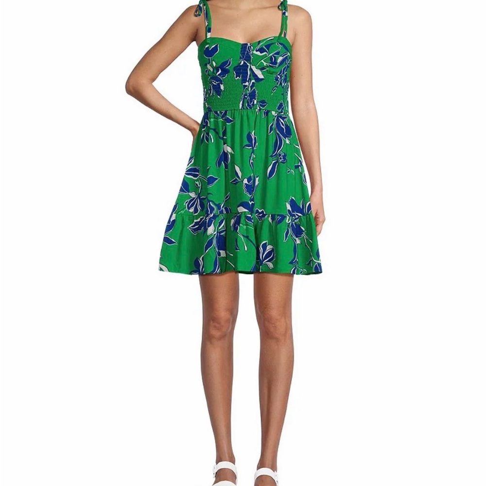 I.N. San Francisco Vibrant Green and Blue Patterned Mini Dress